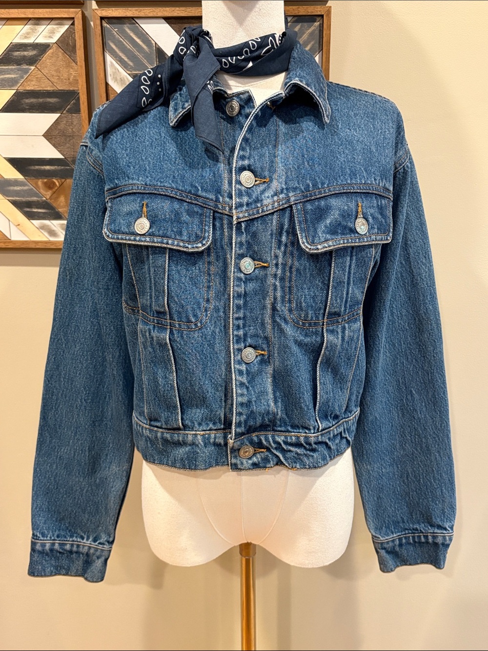 Vintage Ralph Lauren Country 90s Denim Trucker Jacket size Small